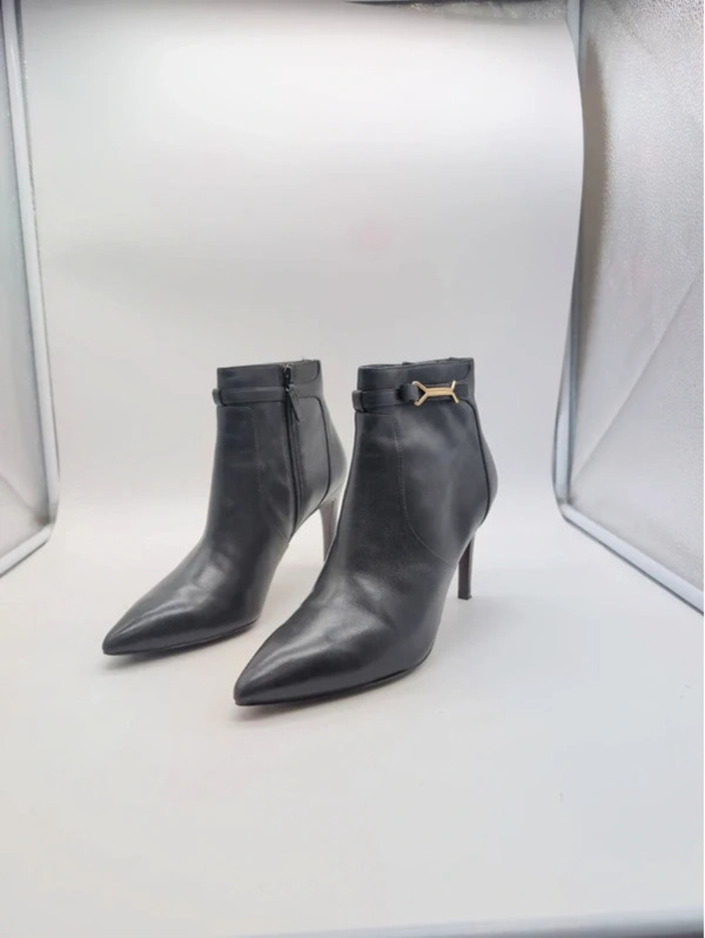 Cole Haan Grand.OS Black Leather Pointed Toe Ankle Boots Booties 10.5B